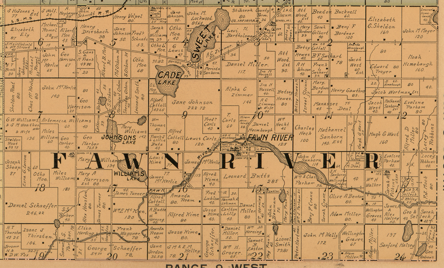 1897 Fawn River Township Michigan landownership map