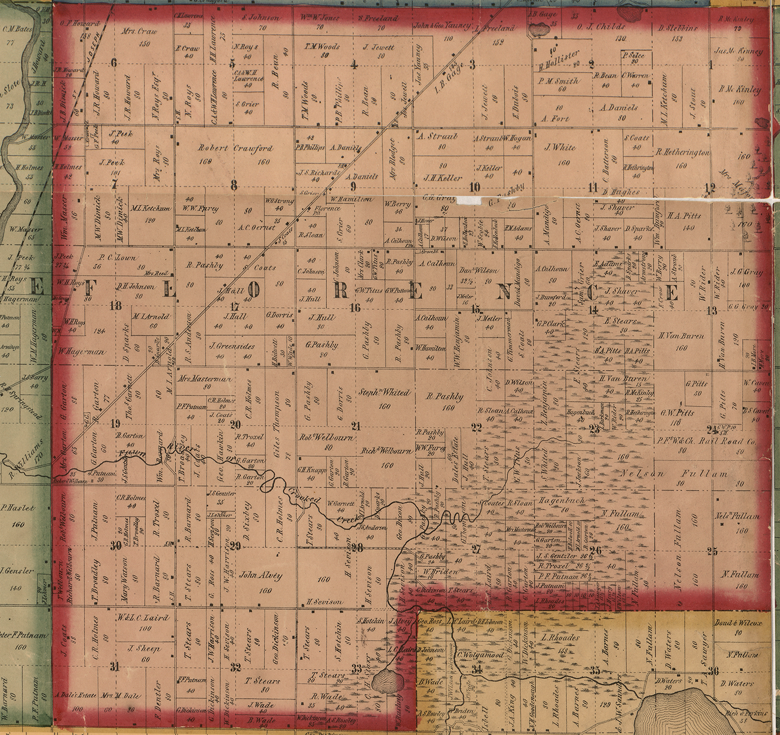 1858 Florence Township Michigan landownership map