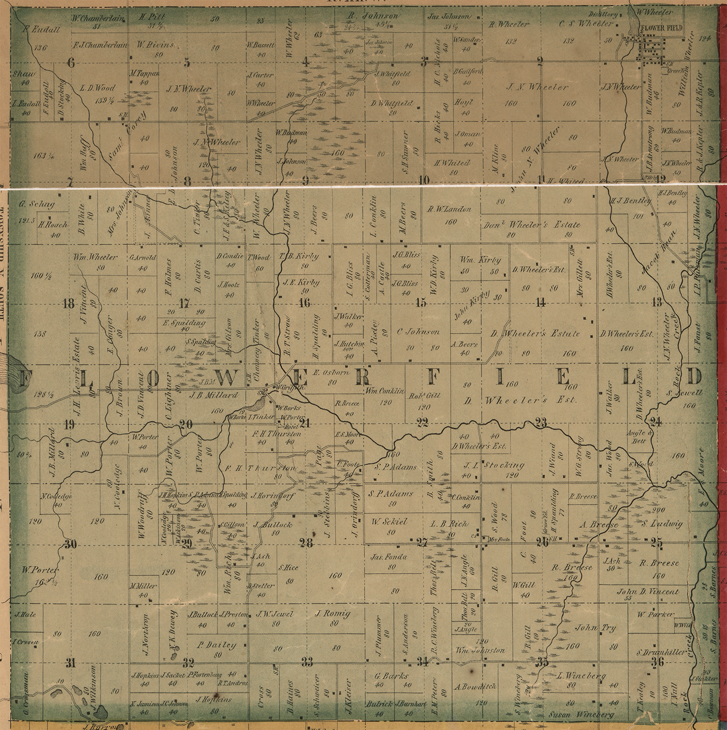 1858 Flowerfield Township Michigan landownership map