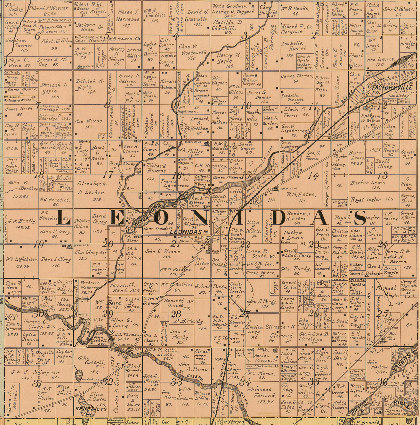1897 Leonidas Township Michigan landownership map