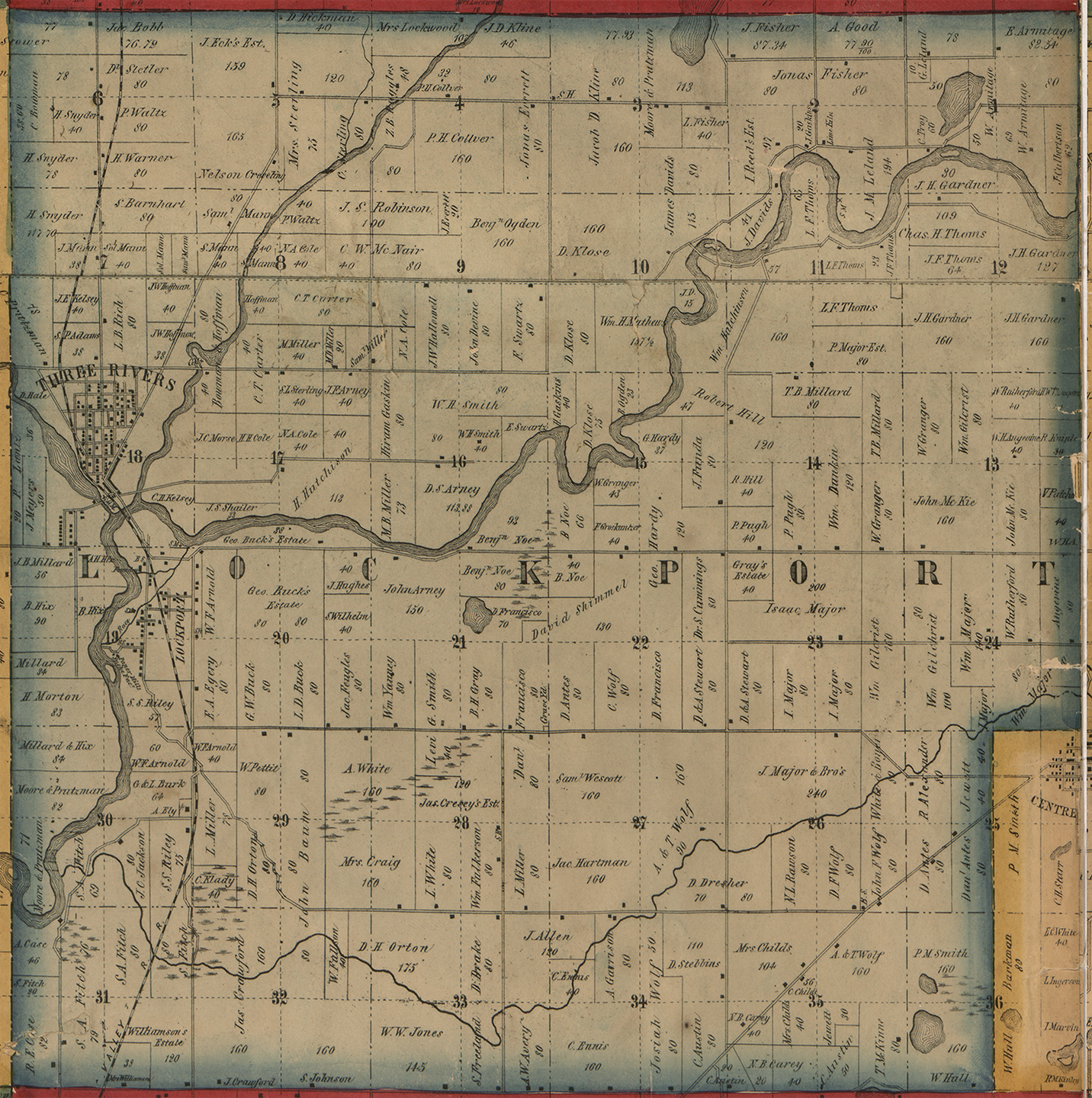 1858 Lockport Township Michigan landownership map