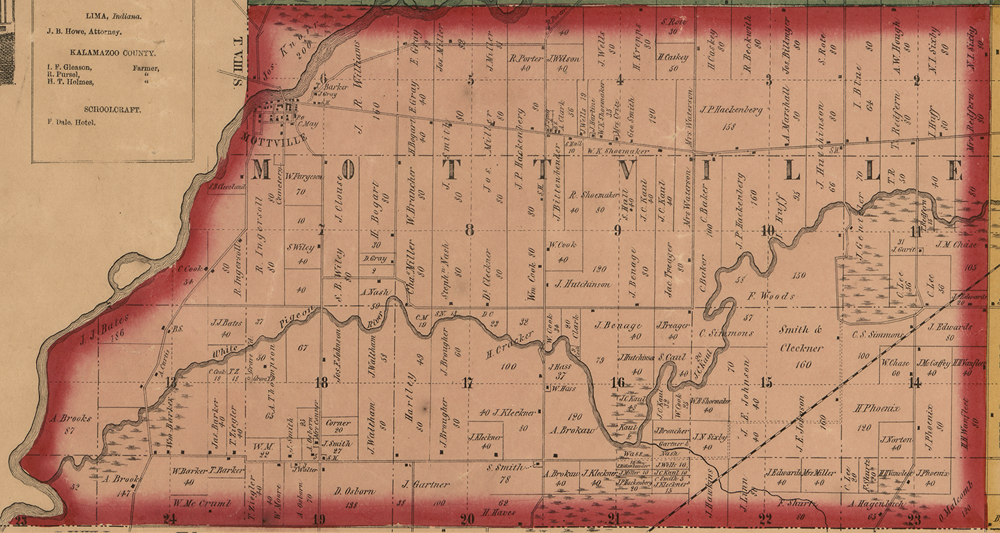 1858 Mottville Township Michigan landownership map