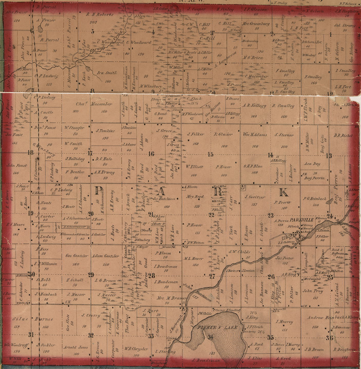 1858 Park Township Michigan landownership map