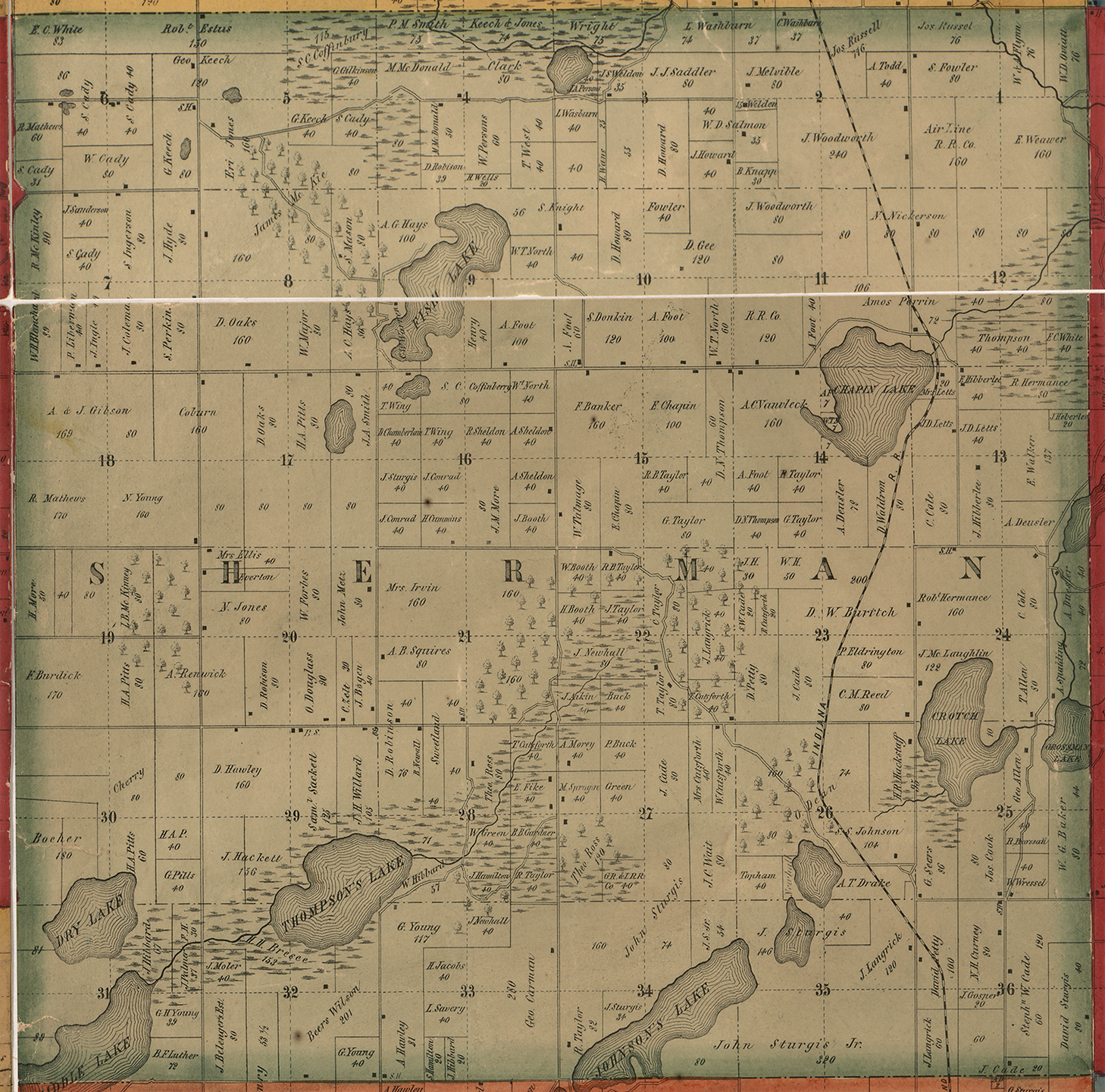 1858 Sherman Township Michigan landownership map