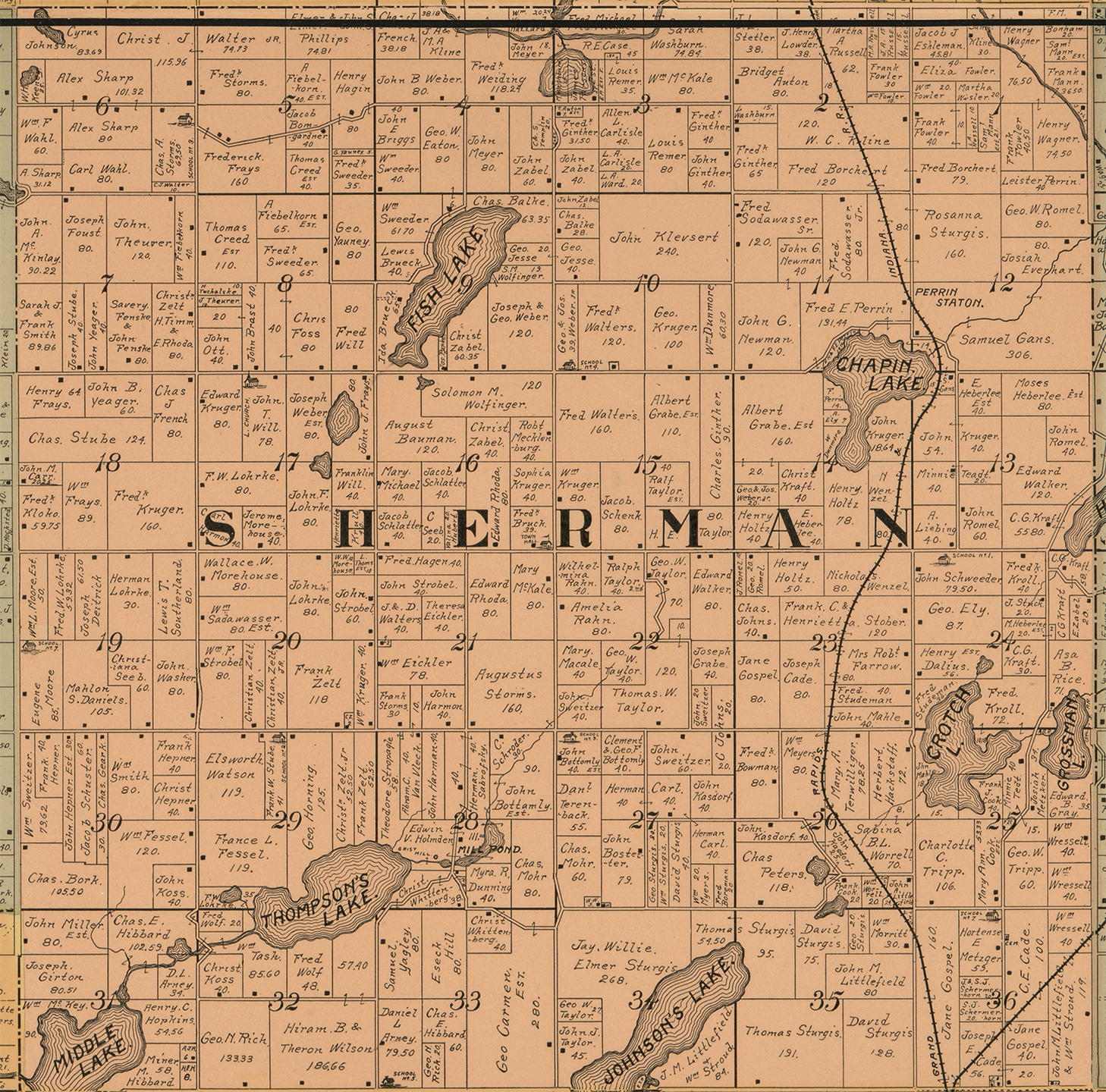 1897 Sherman Township Michigan landownership map
