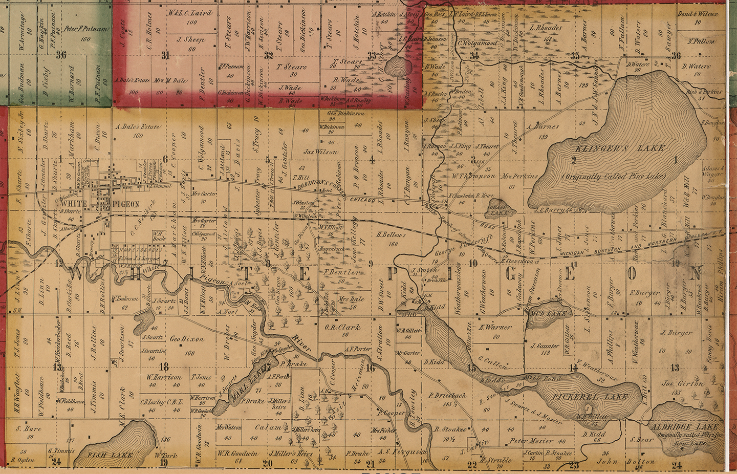 1858 White Pigeon Township Michigan landownership map
