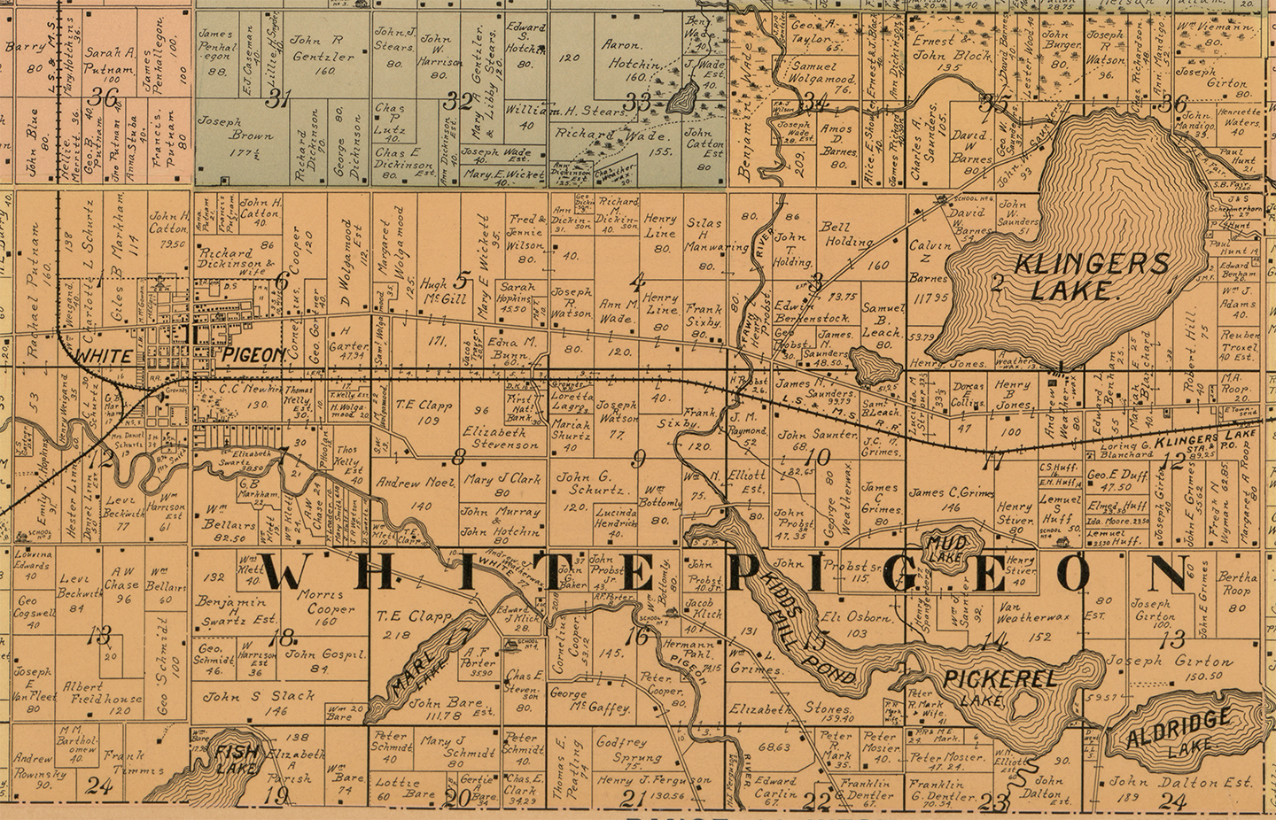 1897 White Pigeon Township Michigan landownership map