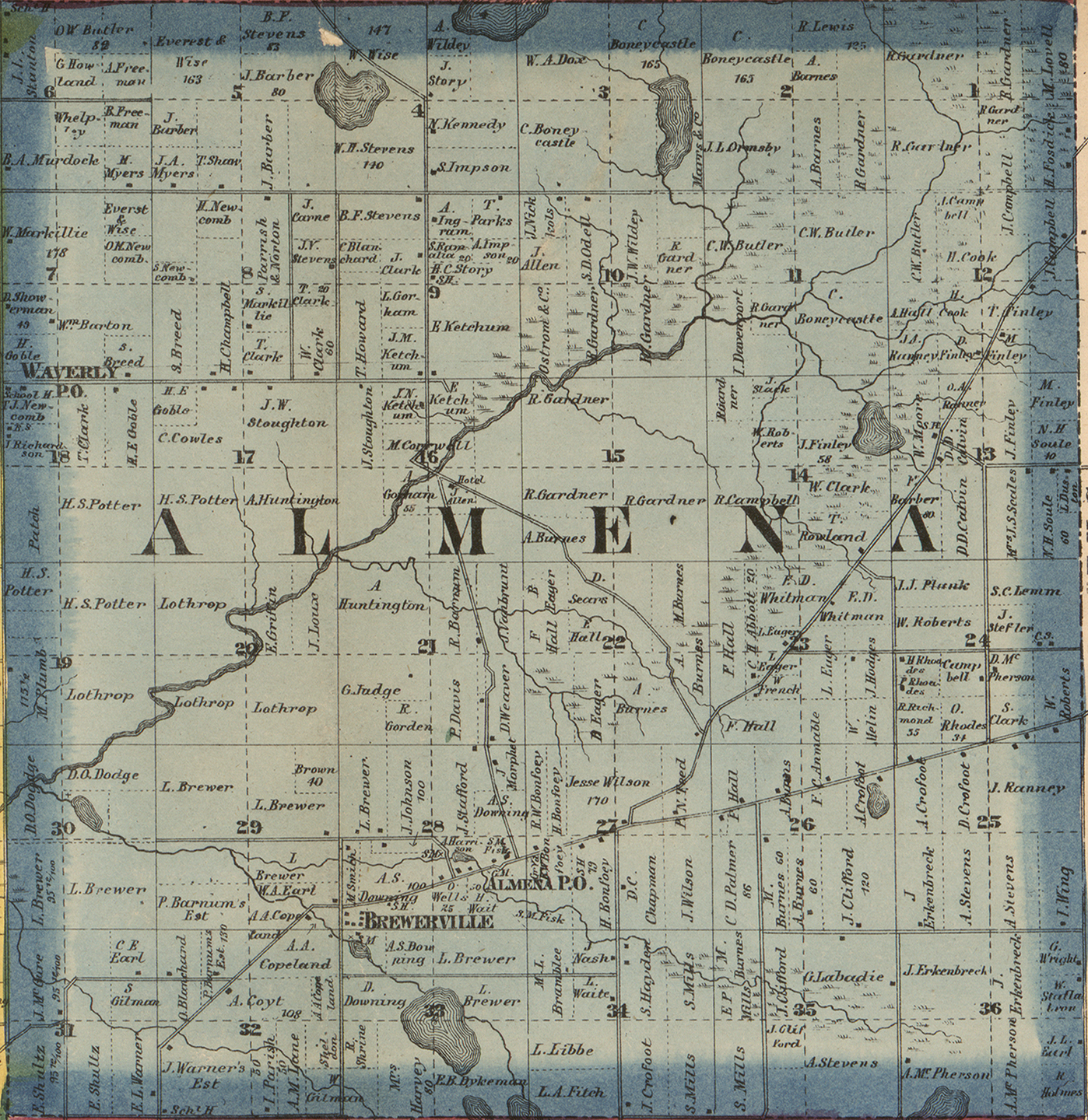 1860 Almena Township, Michigan landownership map