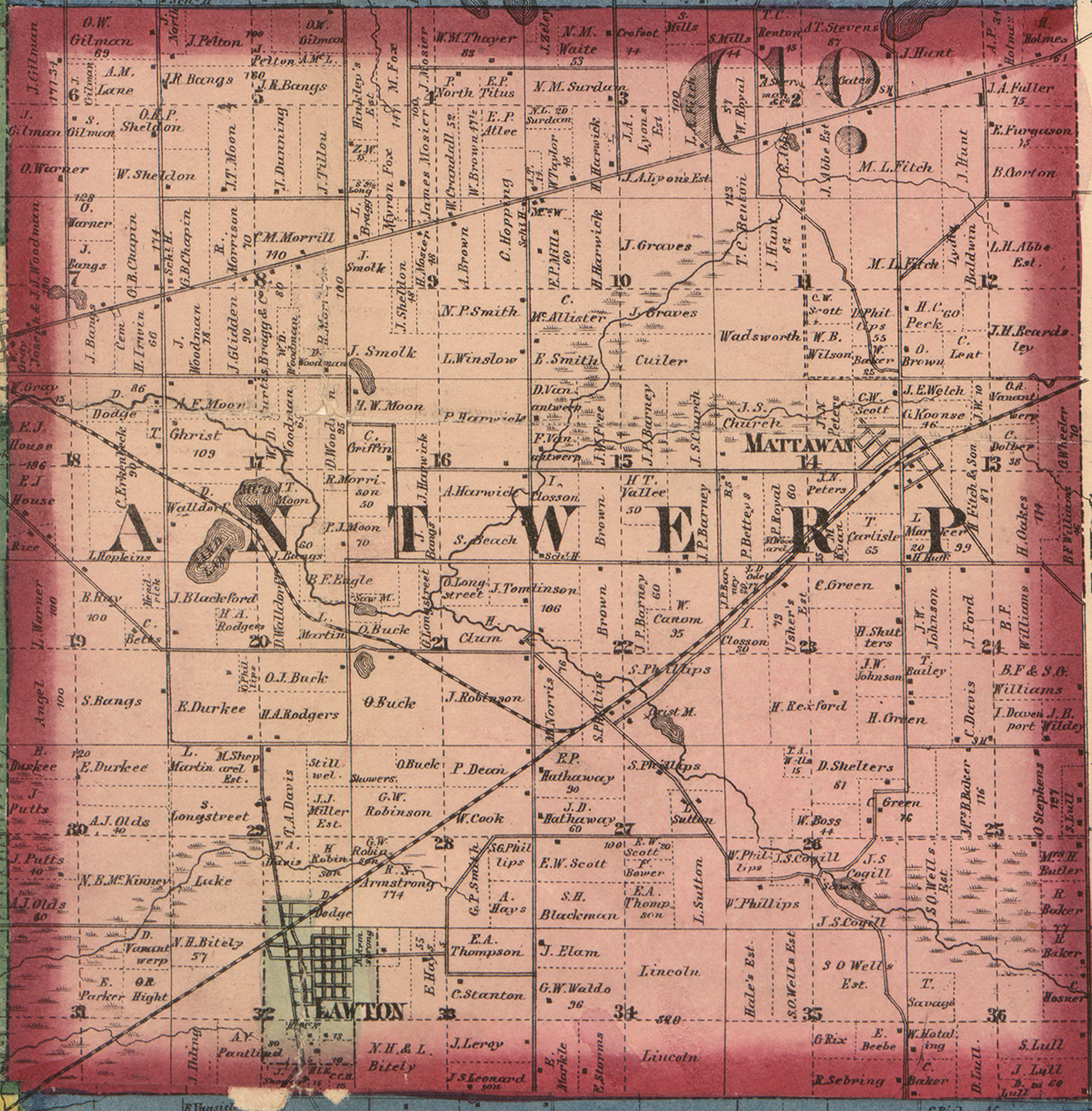 1860 Antwerp Township, Michigan landownership map