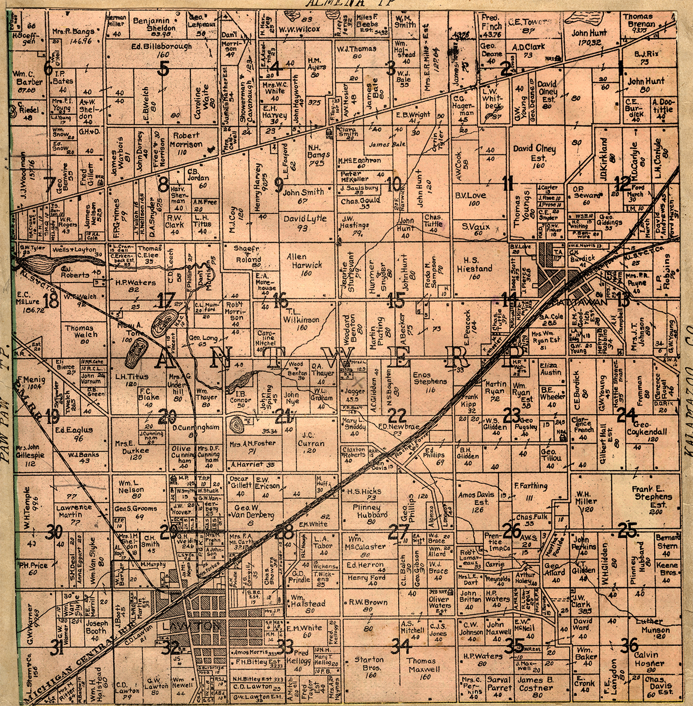 1906 Antwerp Township, Michigan landownership map