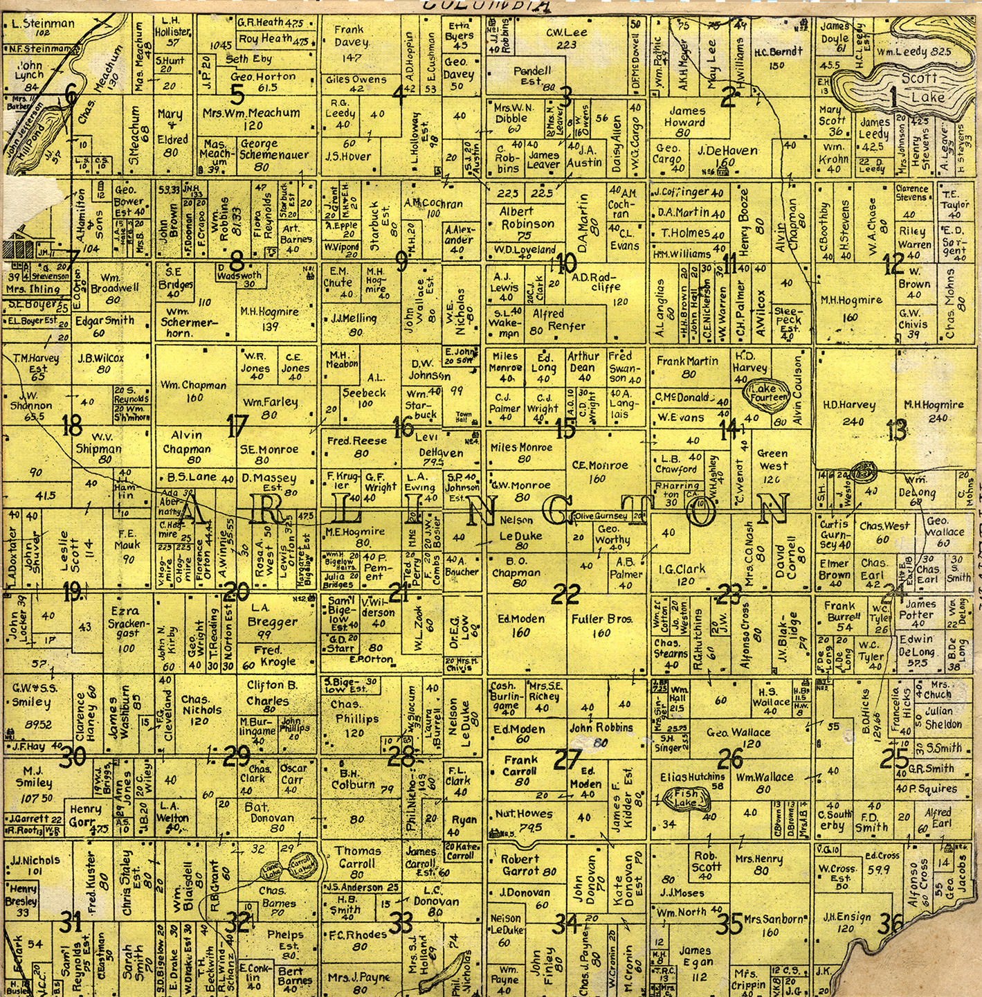 1906 Arlington Township, Michigan landownership map