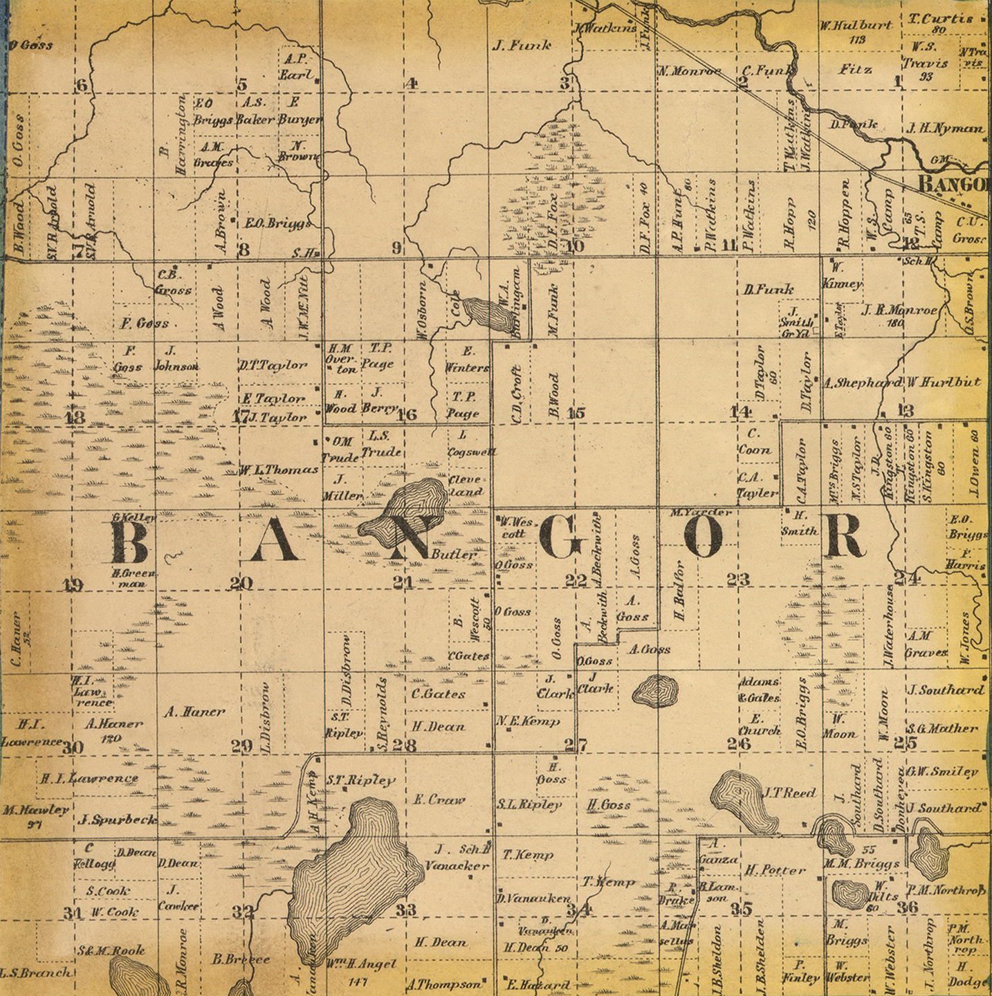 1860 Bangor Township, Michigan landownership map