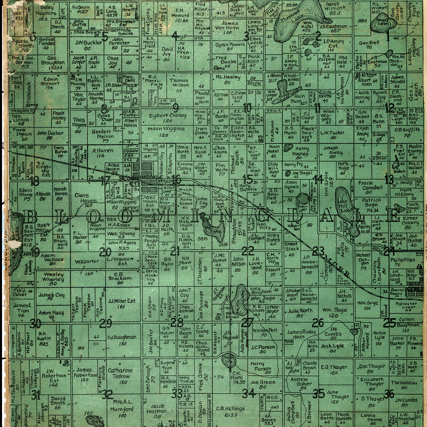 1906 Bloomingdale Township, Michigan landownership map