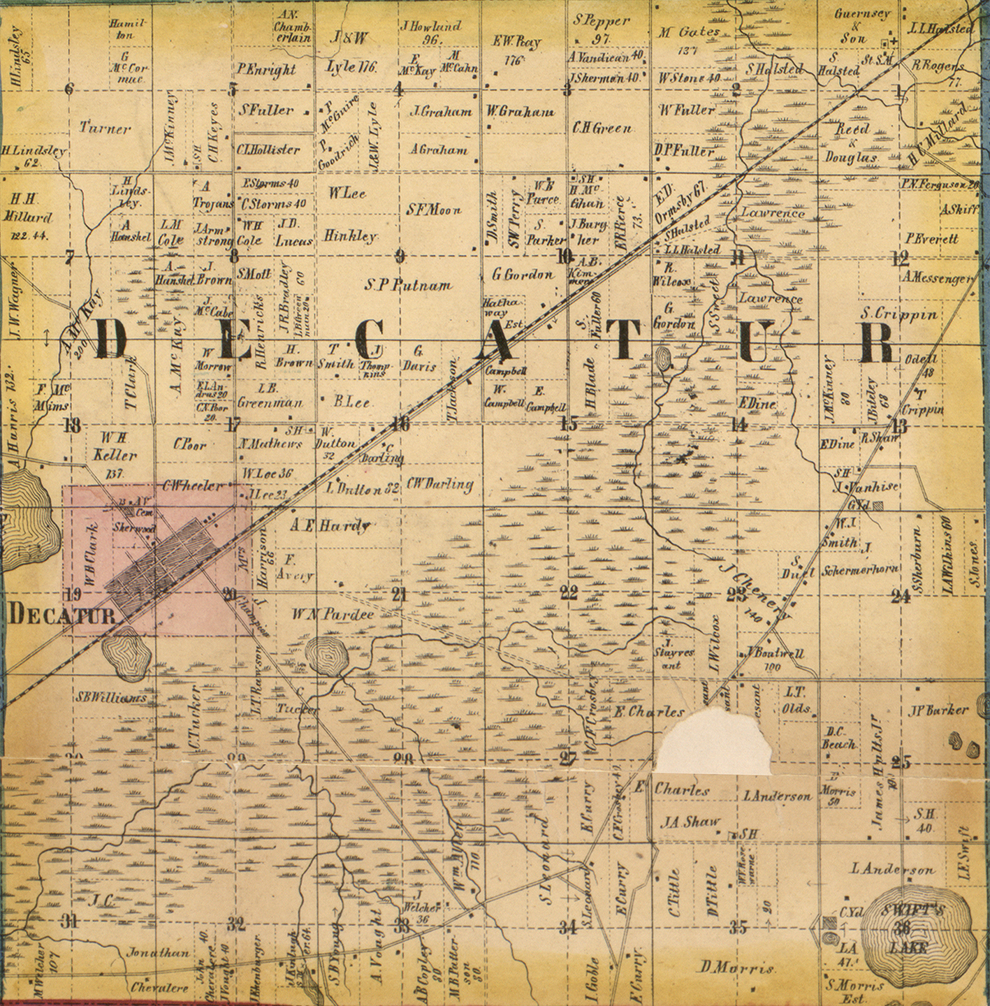 1860 Decatur Township, Michigan landownership map