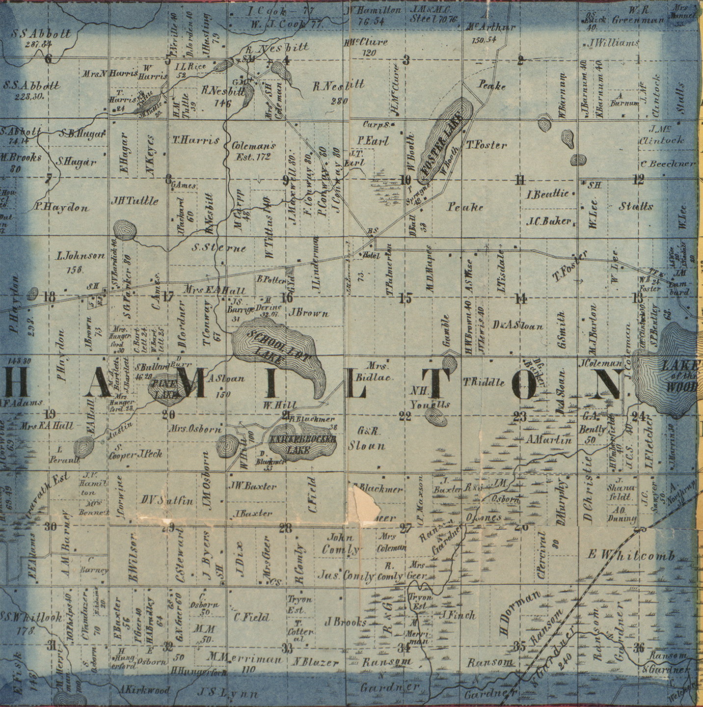 1860 Hamilton Township, Michigan landownership map