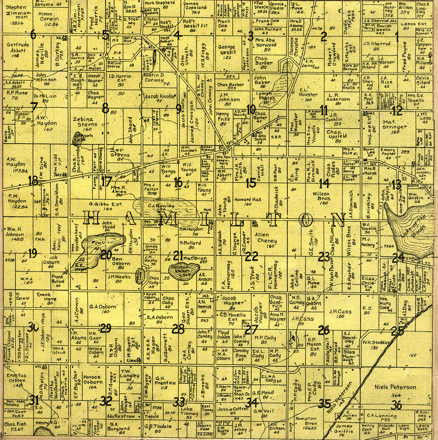 1906 Hamilton Township, Michigan landownership map