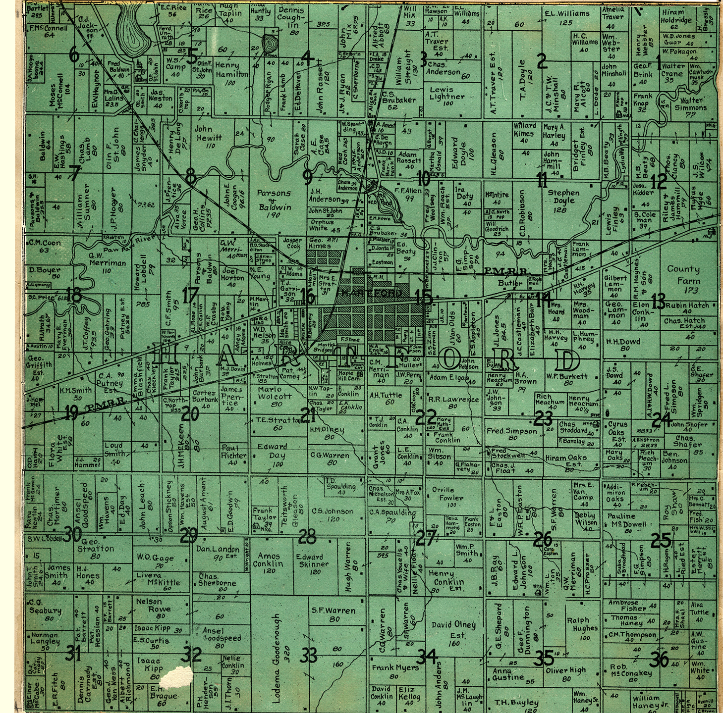 1906 Hartford Township, Michigan landownership map