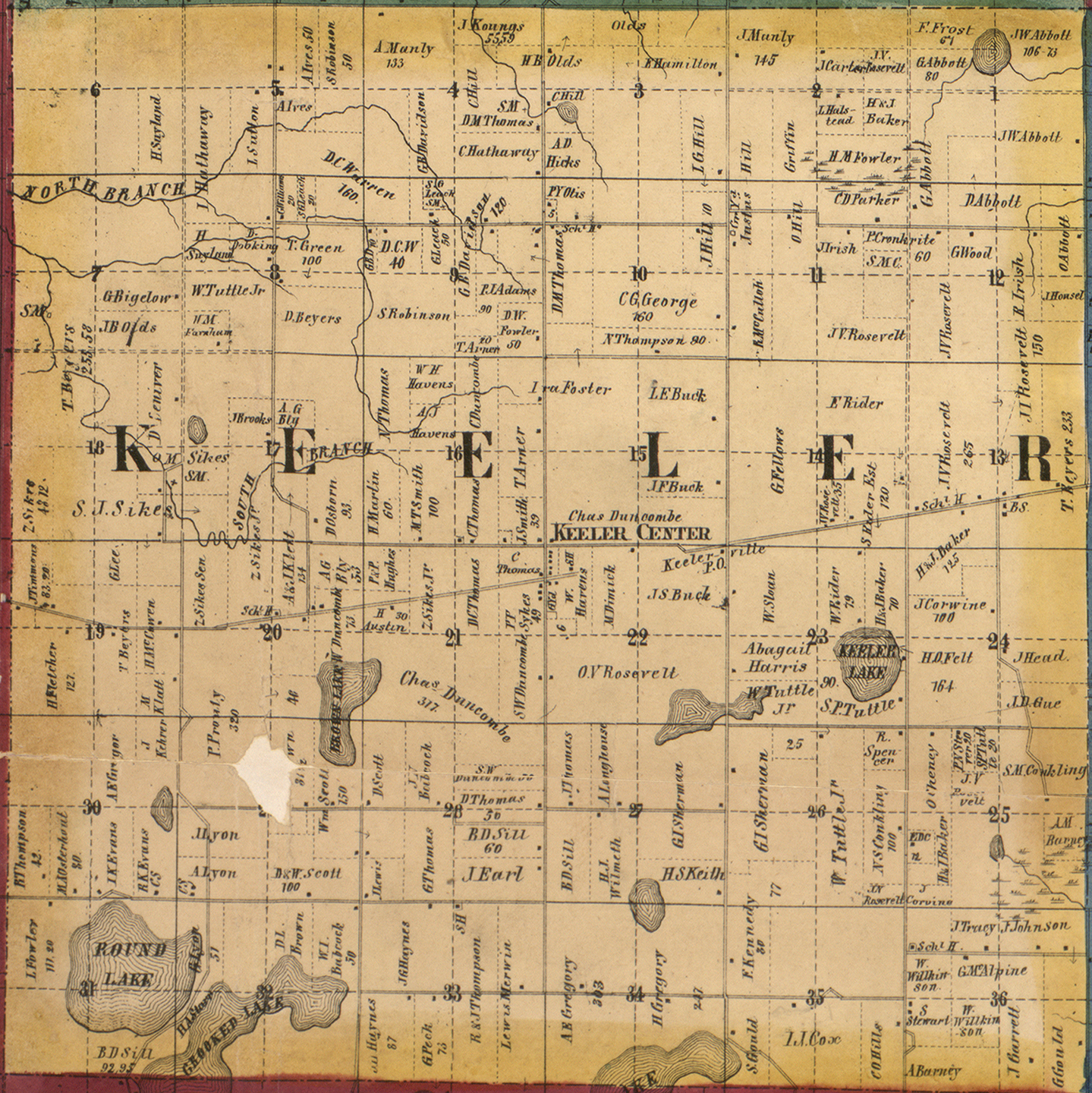 1860 Keeler Township, Michigan landownership map