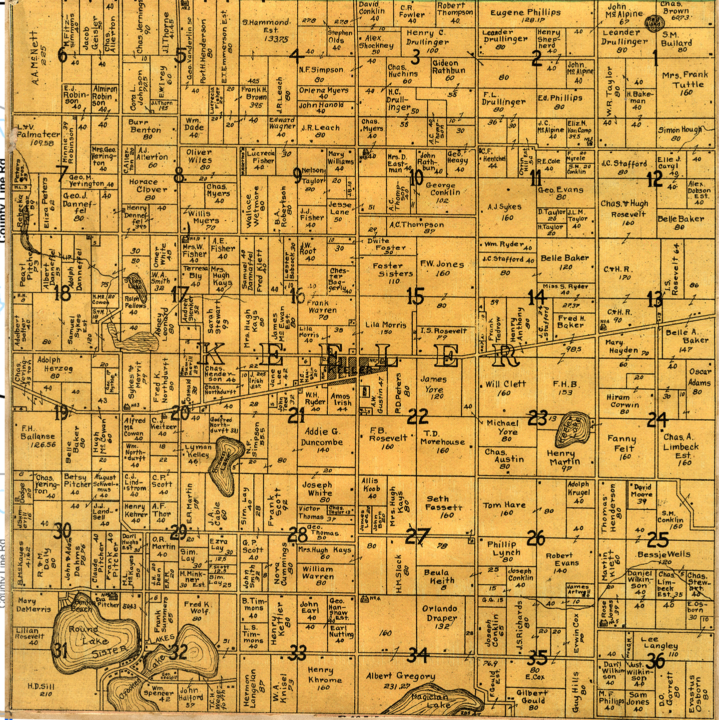 1906 Keeler Township, Michigan landownership map