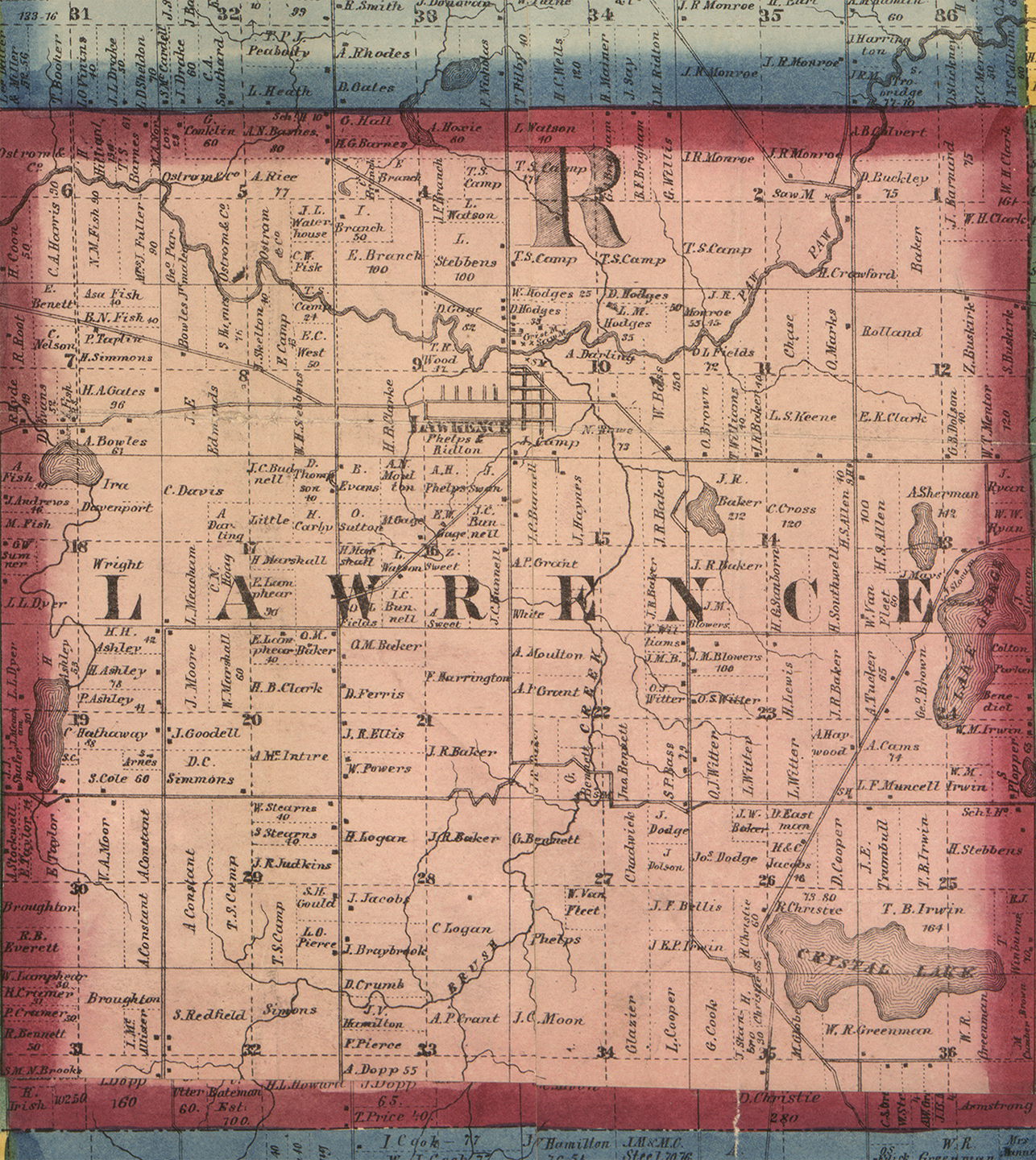 1860 Lawrence Township, Michigan landownership map