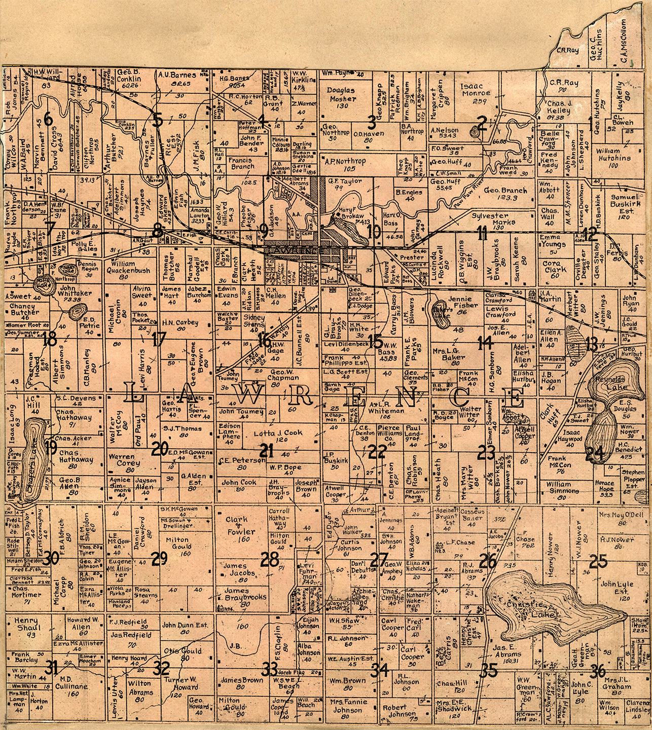 1906 Lawrence Township, Michigan landownership map