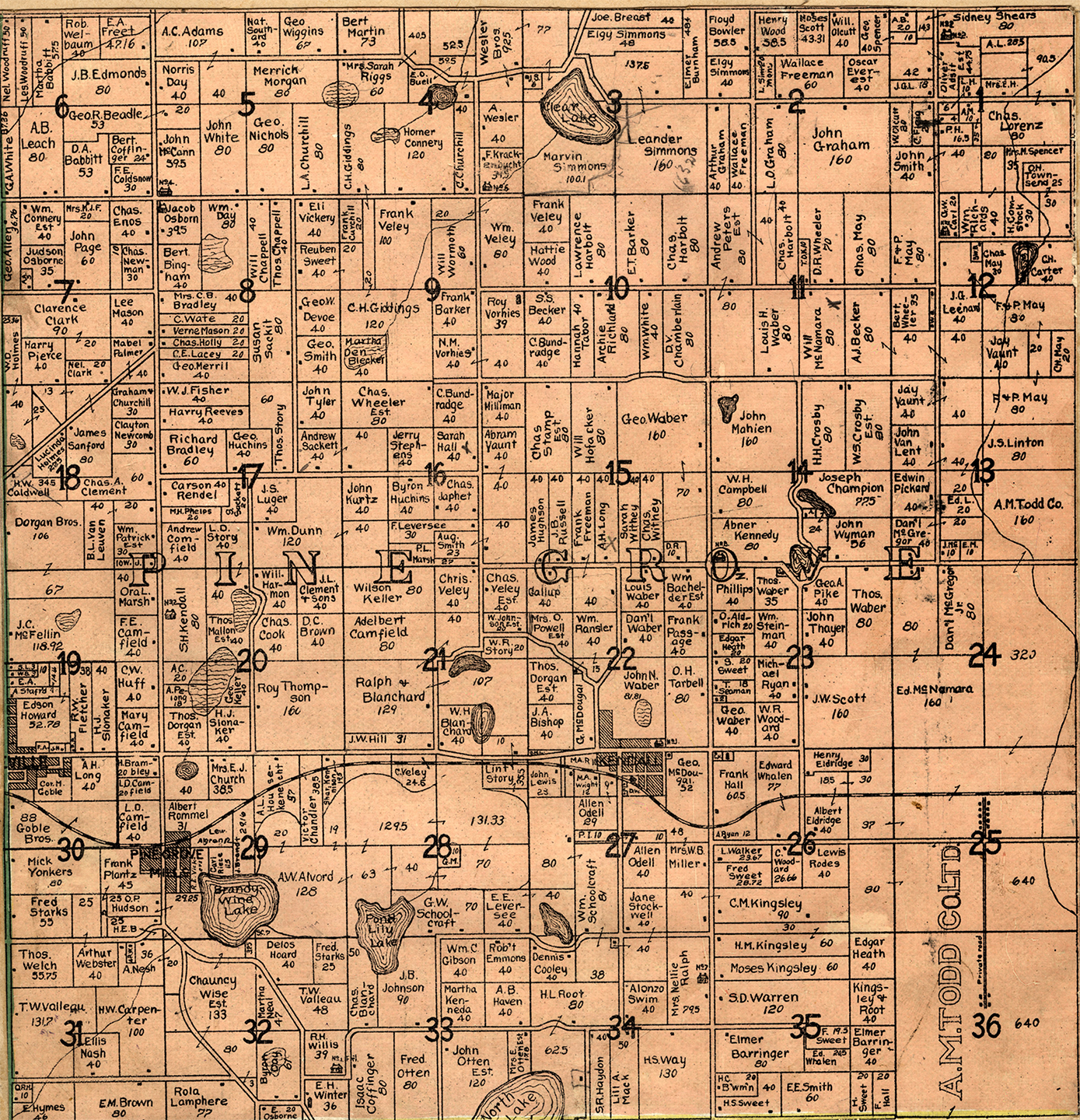 1906 PineGrove Township, Michigan landownership map