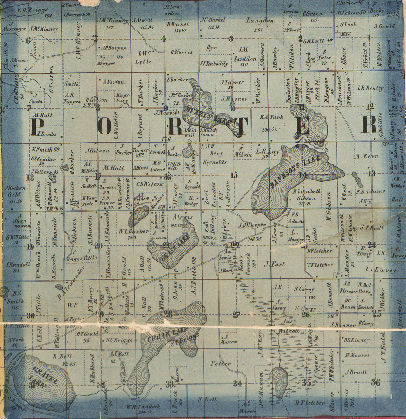 1860 Porter Township, Michigan landownership map