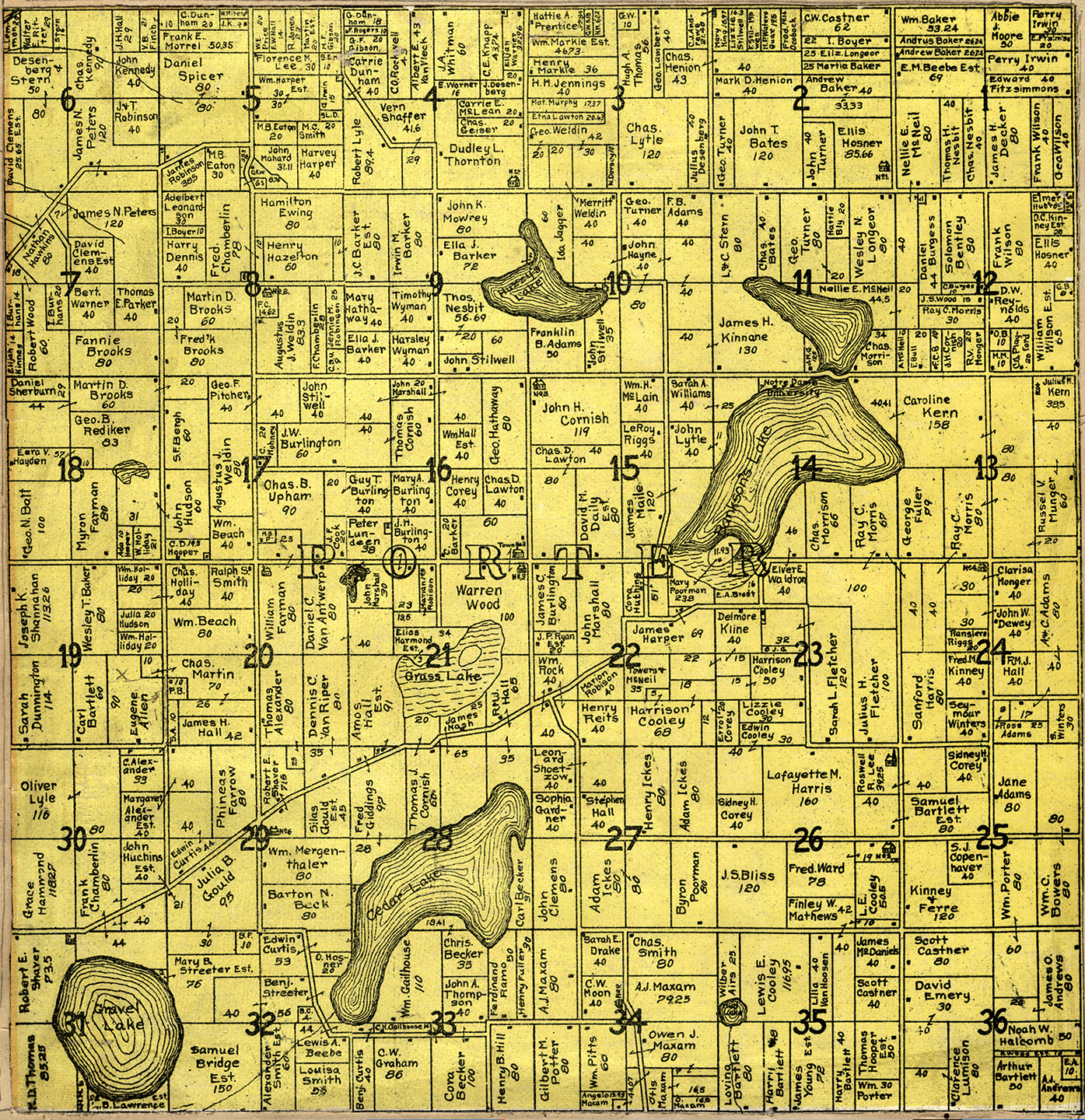 1906 Porter Township, Michigan landownership map