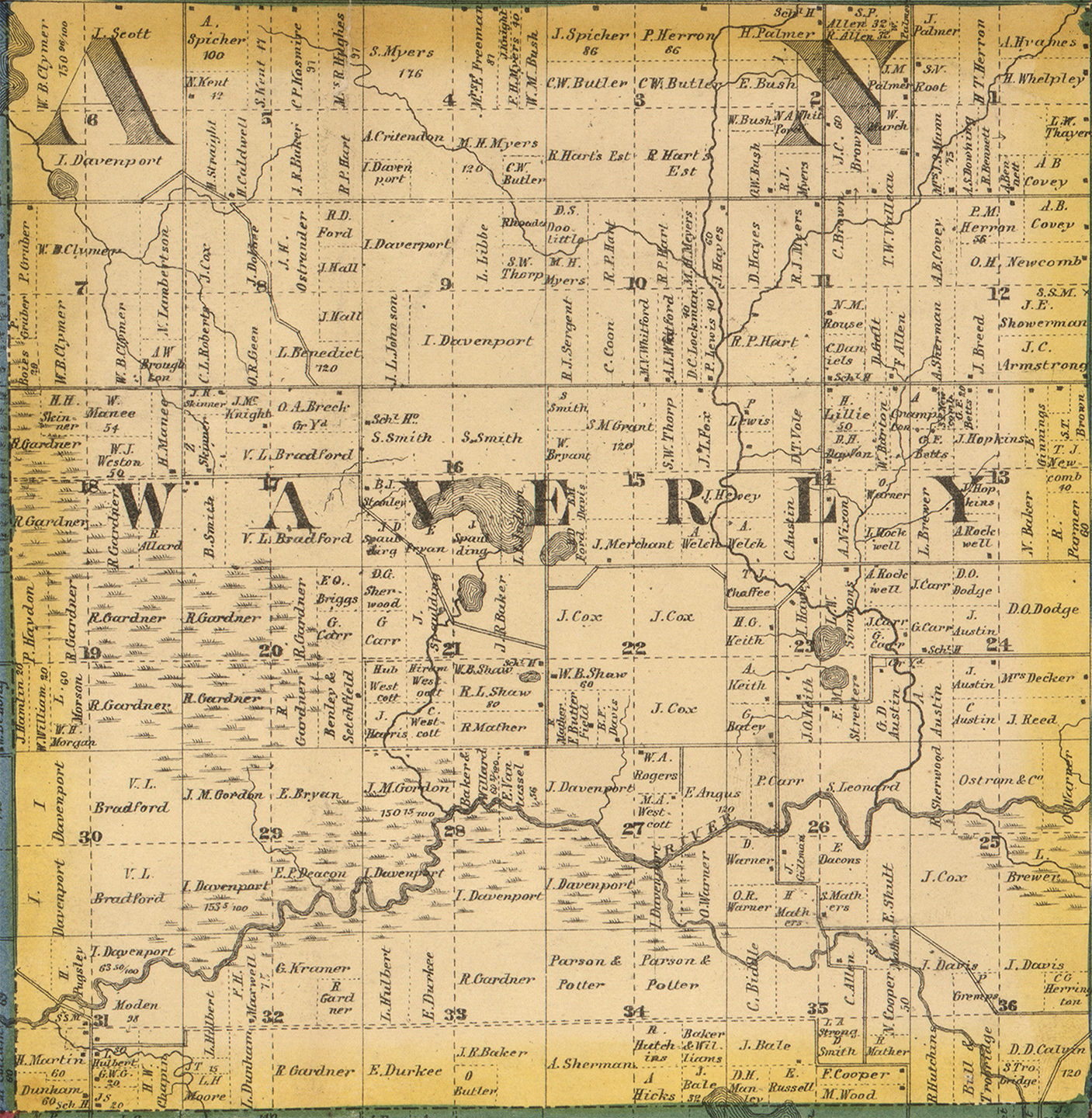 1860 Waverly Township, Michigan landownership map