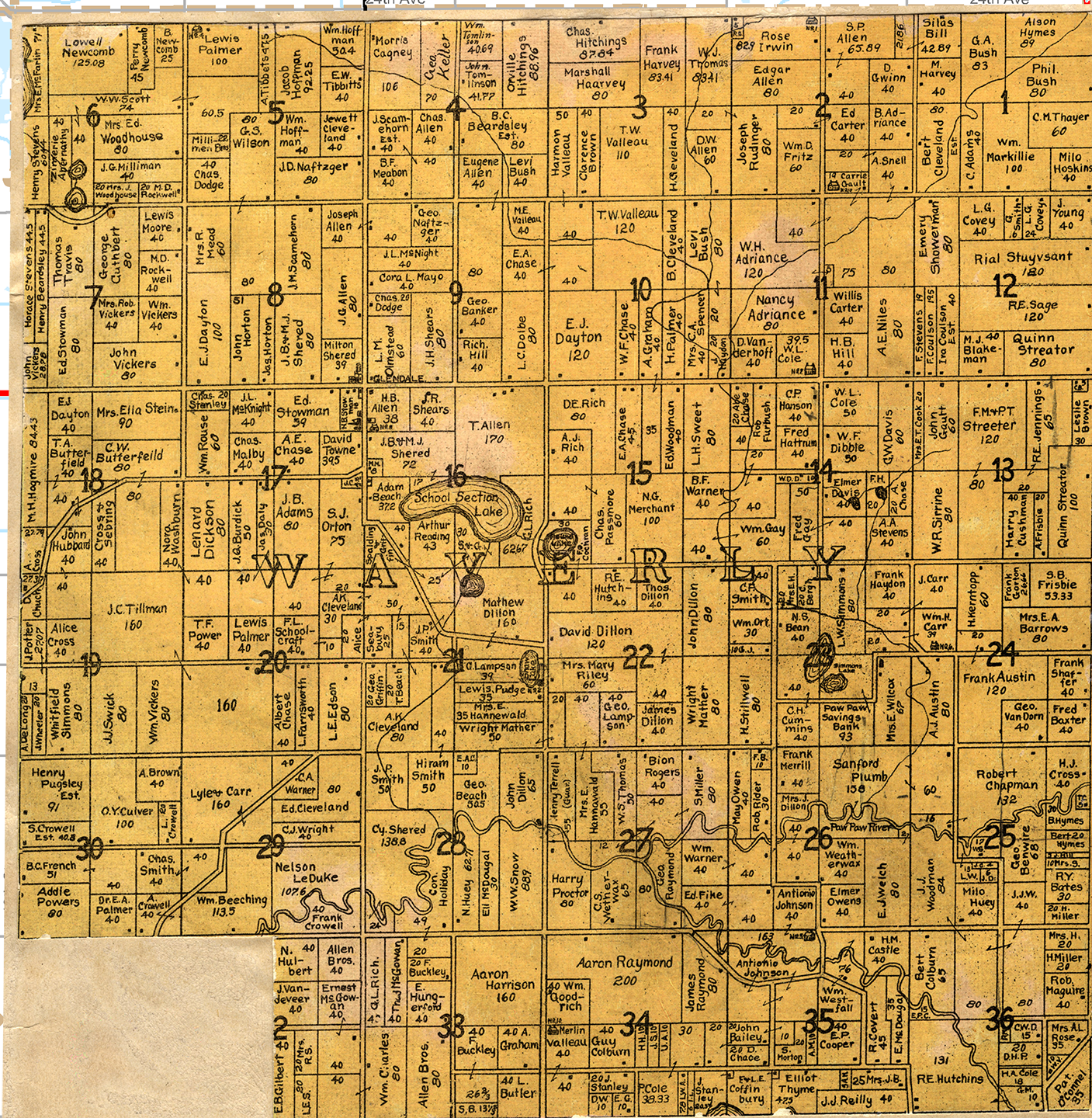 1906 Waverly Township, Michigan landownership map
